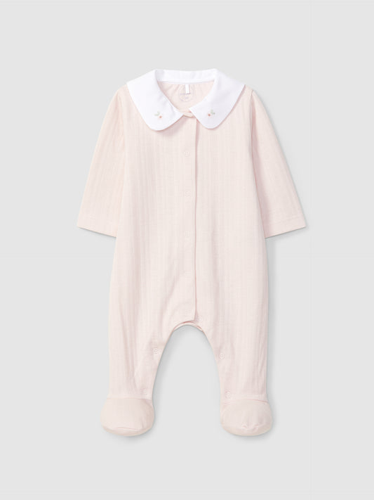 Babygrow algodão ôrganico gola flores LARANJINHA