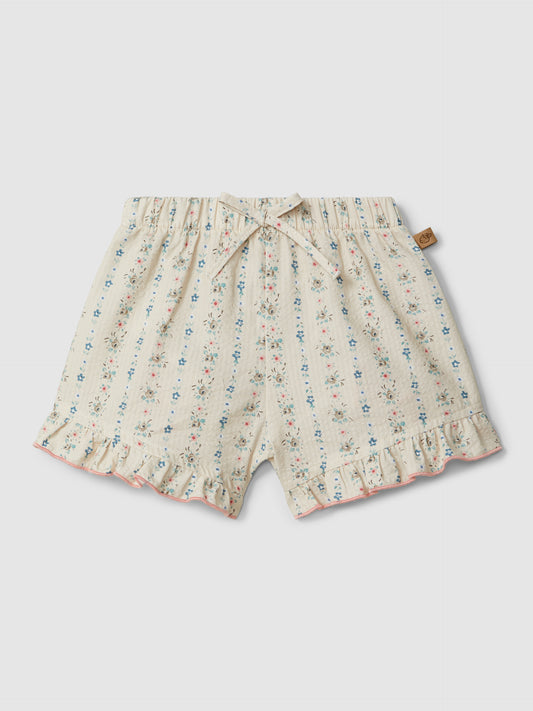 Calções com folho e estampado floral LARANJINHA
